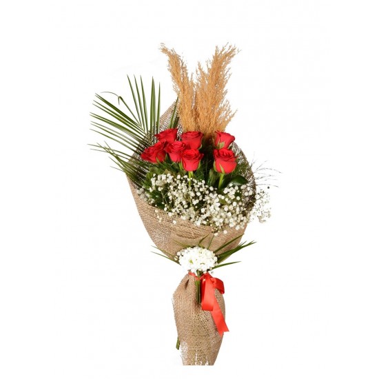 Hayatın Aşkına 7 Kırmızı Gül Premium  Buketi