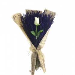 Beyaz Gül Ve Kokulu Lavanta Buket Tasarım