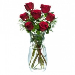 Paşabahçe Vazoda 7'li Kırmızı Gül