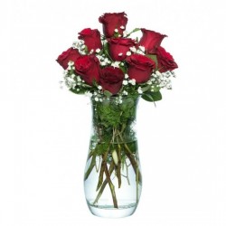 Paşabahçe Vazoda 9'lu Kırmızı Gül