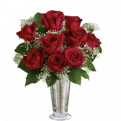  Cam Fanusta12 Adet Kırmızı Gül