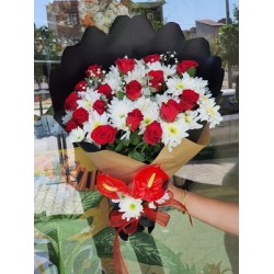 16 Adet Kırmızı Gül  Damla Buketi